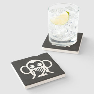 3 Wise Monkeys Iwazaru 言わざる Speak NO Evil Emoji Stone Coaster