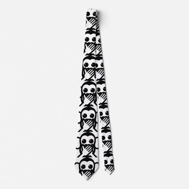3 Wise Monkeys Iwazaru 言わざる Speak NO Evil Emoji Tie (Front)
