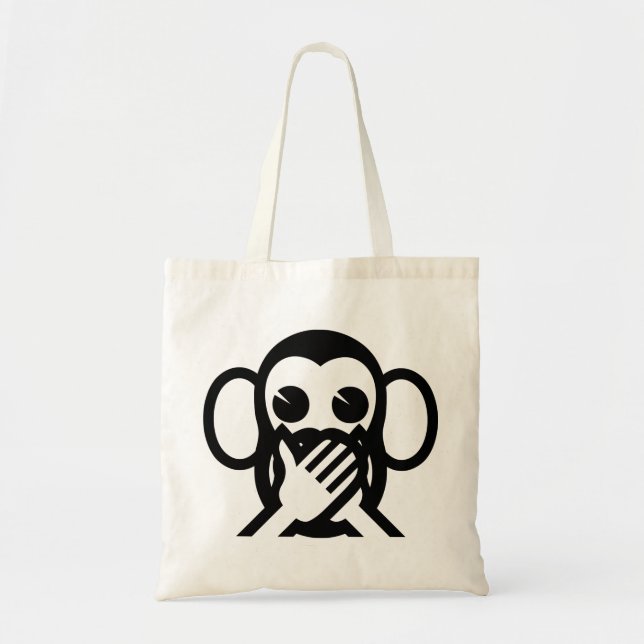 3 Wise Monkeys Iwazaru 言わざる Speak NO Evil Emoji Tote Bag (Front)