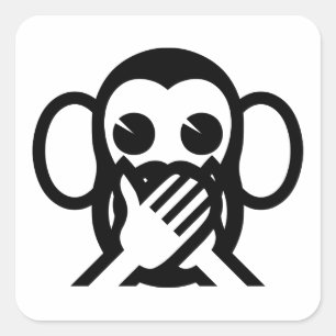 3 Wise Monkeys Iwazaru 言わざる Speak NO Evil  Square Sticker