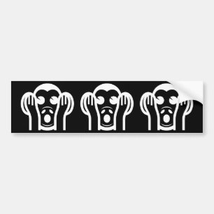 3 Wise Monkeys Kikazaru 聞かざる Hear NO Evil Emoji Bumper Sticker
