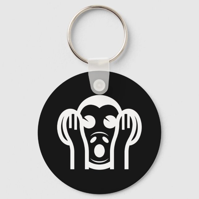 3 Wise Monkeys Kikazaru 聞かざる Hear NO Evil Emoji Key Ring (Front)