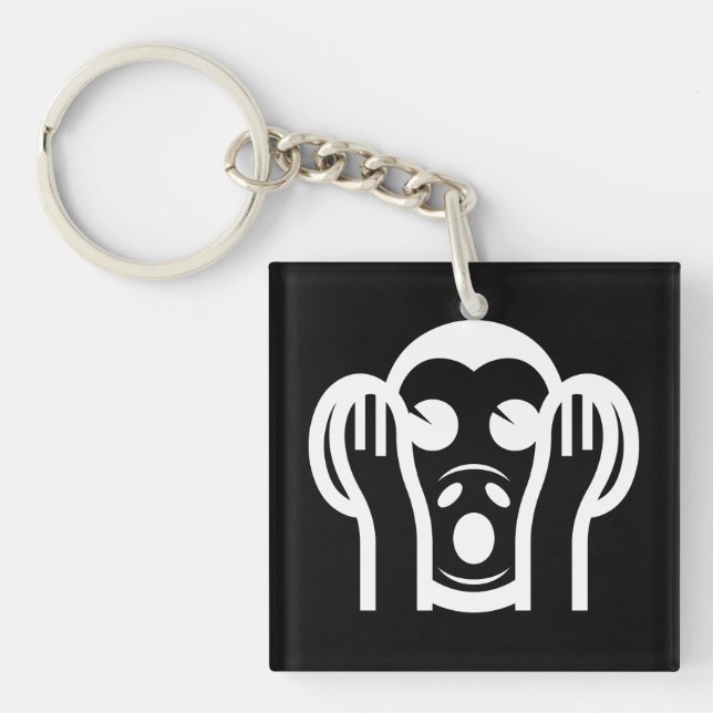 3 Wise Monkeys Kikazaru 聞かざる Hear NO Evil Emoji Key Ring (Front)