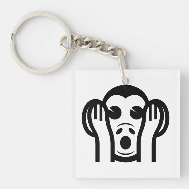 3 Wise Monkeys Kikazaru 聞かざる Hear NO Evil Emoji Key Ring (Front)