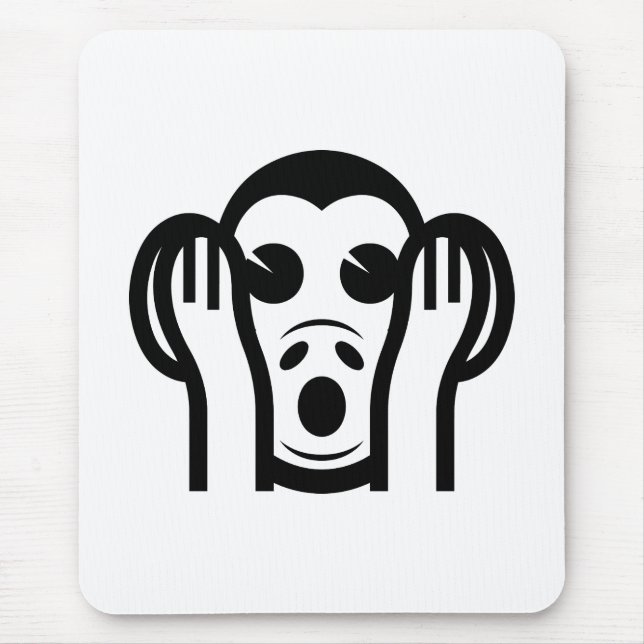 3 Wise Monkeys Kikazaru 聞かざる Hear NO Evil Emoji Mouse Pad (Front)
