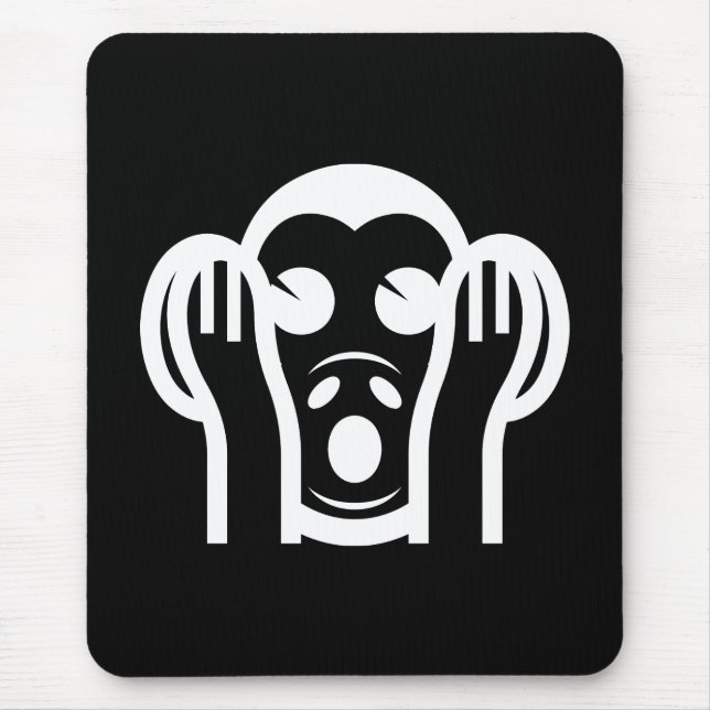 3 Wise Monkeys Kikazaru 聞かざる Hear NO Evil Emoji Mouse Pad (Front)