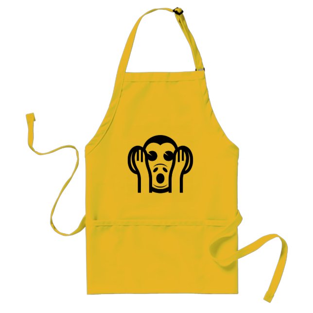 3 Wise Monkeys Kikazaru 聞かざる Hear NO Evil Emoji Standard Apron (Front)