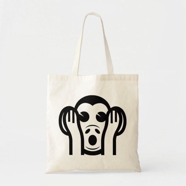 3 Wise Monkeys Kikazaru 聞かざる Hear NO Evil Emoji Tote Bag (Front)