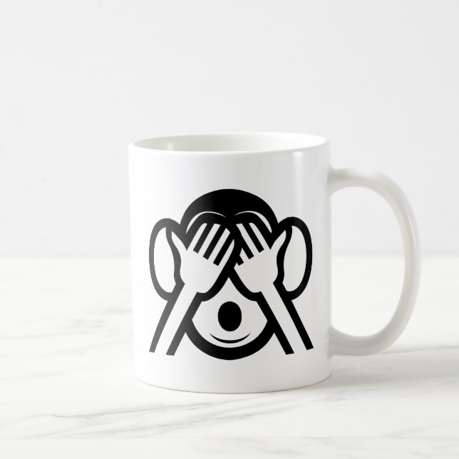 3 Wise Monkeys Mizaru 見ざる See NO Evil Emoji Coffee Mug (Right)