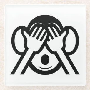 3 Wise Monkeys Mizaru 見ざる See NO Evil Emoji Glass Coaster