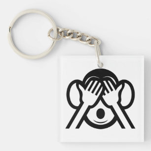 3 Wise Monkeys Mizaru 見ざる See NO Evil Emoji Key Ring