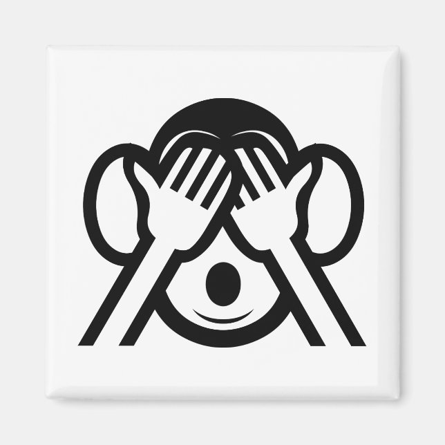 3 Wise Monkeys Mizaru 見ざる See NO Evil Emoji Magnet (Front)