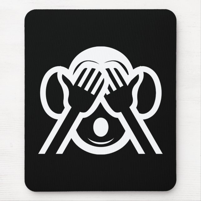 3 Wise Monkeys Mizaru 見ざる See NO Evil Emoji Mouse Pad (Front)