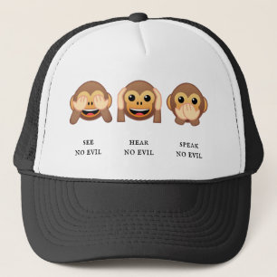 3 Wise Monkeys: see no evil, hear no evil, speak.. Trucker Hat