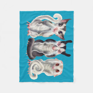 3 wise sugar gliders fleece blanket