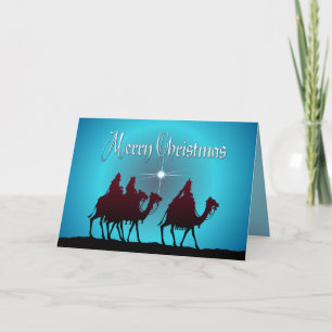 3 WISEMEN, TEXT & STAR by SHARON SHARPE Holiday Card
