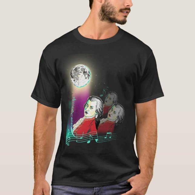 3 Wolfgang Amadeus Mozarts and Moon T-Shirt (Front)