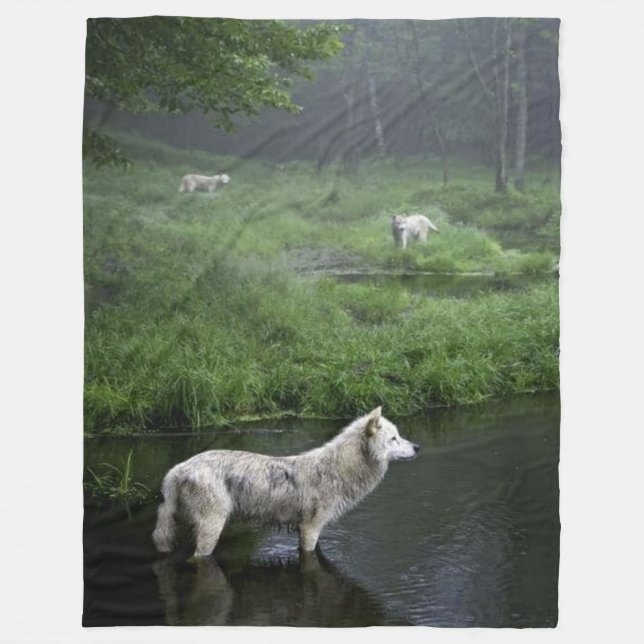 3 WOLVES FLEECE BLANKET (Front)