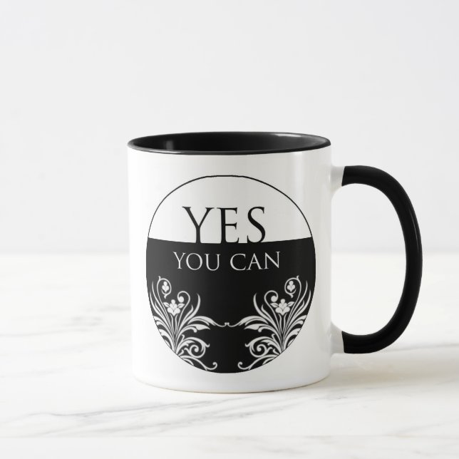 3 Word Quote-Yes You can-Inspiritional Mug (Right)