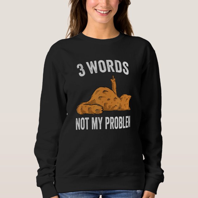 3 Words Not My Problem  Middle Finger Cat Sweatshirt (Front)
