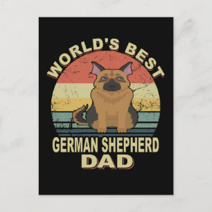 3 World's Best German Shepherd Dad Vintage Postcard