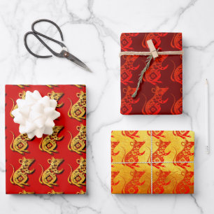 3 Wrapping Paper Chinese Rat paper-cut NewYear