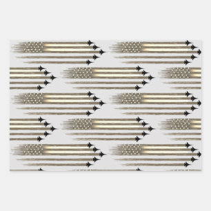 3 Wrapping Paper Sheets American flag aircraft