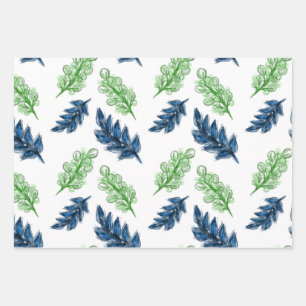 3 wrapping sheets, watercolor style florals wrapping paper sheet