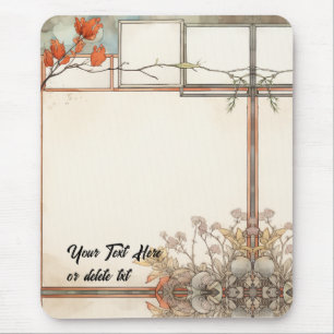 3 writing spots wildflowers and tree red flowers mouse pad