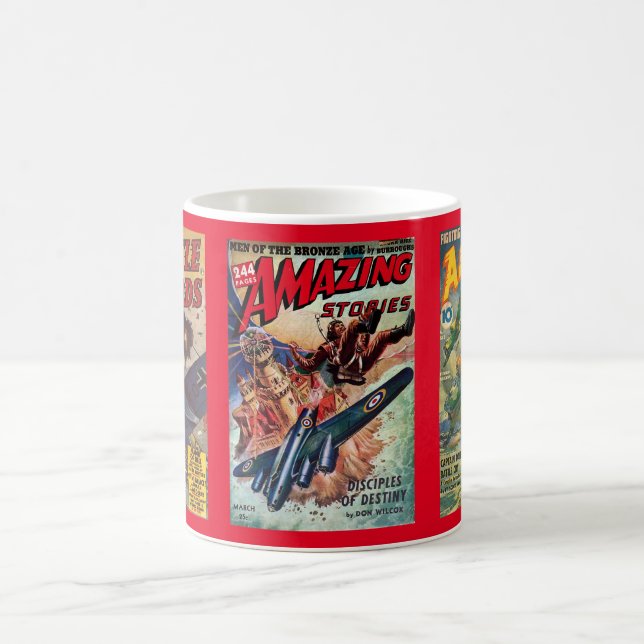 3 WWII ERA PULP MAGAZINE COVERS COFFEE MUG (Center)