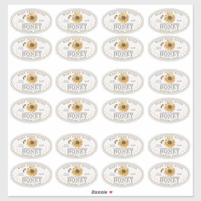 3 x 2" Sunflower and Bee Waterproof Honey Label (Sheet)