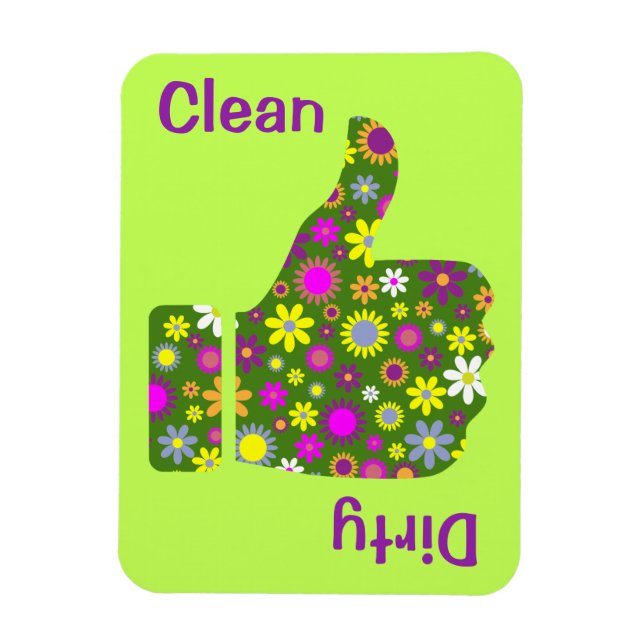 3" x 4" Thumbs Up Down Retro Pattern Clean/Dirty Magnet (Vertical)