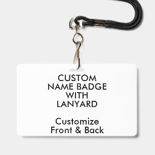 3" x 5" Custom Name Badge with Lanyard Blank ID Badge