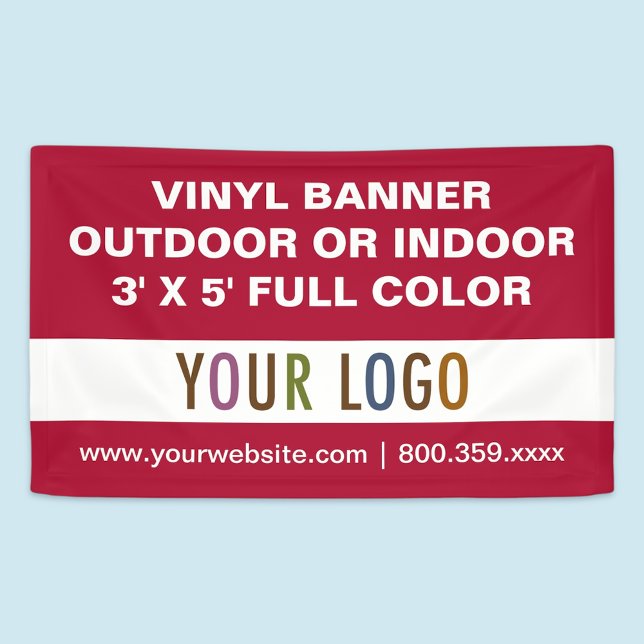 3' x 5' Custom Vinyl Banner Sign Outdoor or Indoor (MISOOK Vinyl Banner with Logo 3 x 5 ft)