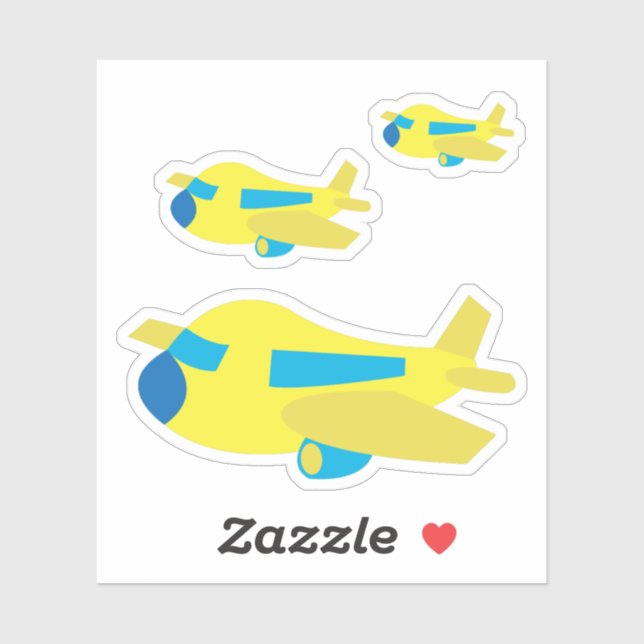 3 x Aeroplane Design Stickers (Sheet)
