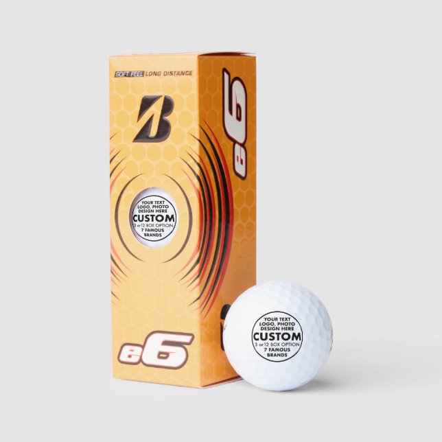 3 x Custom Personalised Bridgestone e6 Golf Balls (Packaging)
