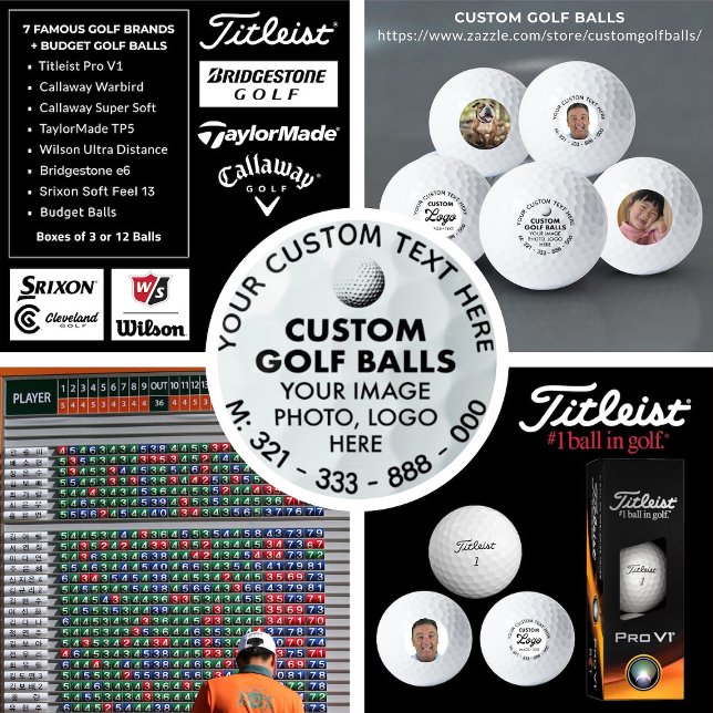 3 x Custom Photo Logo Titleist Pro V1 Golf Balls (CUSTOM GOLF BALLS
https://www.zazzle.com/store/customgolfballs/)