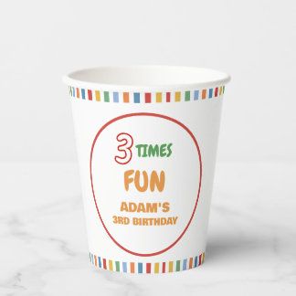 3 X The Fun Colourful Birthday Paper Cups