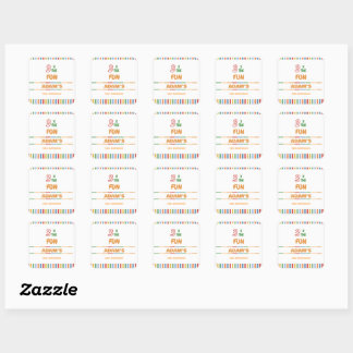 3 X The Fun Colourful Birthday Square Sticker