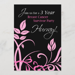 3 Year Breast Cancer Survivor Party Invitation
