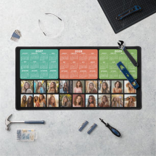 3 Year Calendar with 18 Photos - black Desk Mat