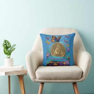 3 Year CUSTOM NAME Sober Anniversary Butterflies Cushion
