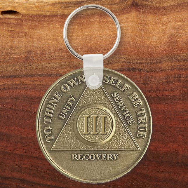 3 Year CUSTOM NAME Sober Medallion Key Ring (Front)