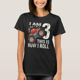 3 Year Old 3rd Birthday Boys Monster Truck Car T-Shirt