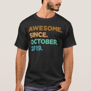 3 Year Old Awesome Since October 2019 3rd Birthda T-Shirt