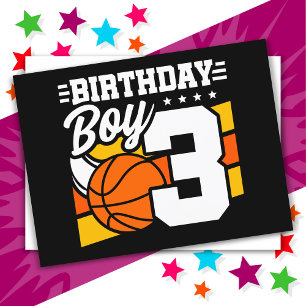 3 Year Old Basketball Party Theme 3rd Birthday Boy Postcard