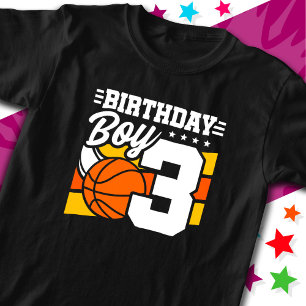 3 Year Old Basketball Party Theme 3rd Birthday Boy T-Shirt