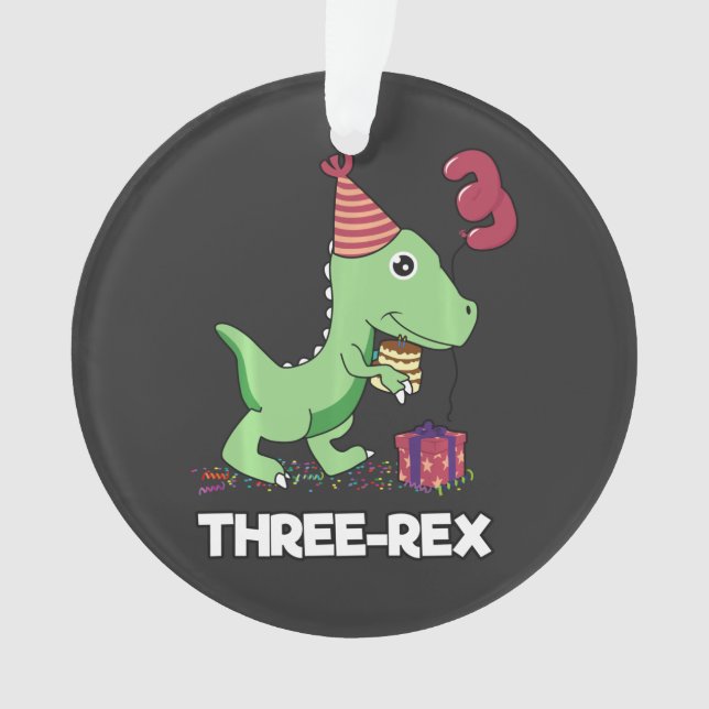 3 Year Old Birthday Boy Dinosaur Three Rex Kids Ornament (Front)