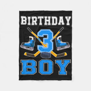 3 Year Old Birthday Boy Ice Hockey 3rd Party Fleece Blanket