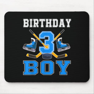 3 Year Old Birthday Boy Ice Hockey 3rd Party  Mouse Pad